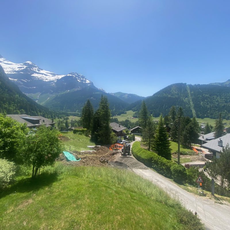 “LE MARTINET”CHALET EN MADRIER  EXCEPTIONNEL AVEC UN GARAGE MAGNIFIQUE VUE SUR LE MASSIF DES DIABLERETS TRANQUILLE A 7 MINUTES DU VILLAGE